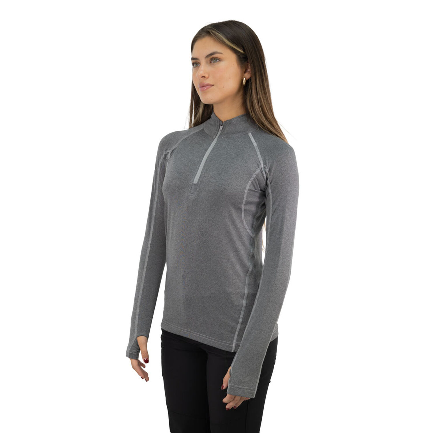 Polera Dry Fit Hw Spx Manga Larga Mujer Carbon Grey image number 2.0
